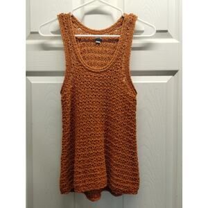 Aerie Womens Size Small Burnt Orange Crochet Knit Sleeveless Scoop Neck Tank Top